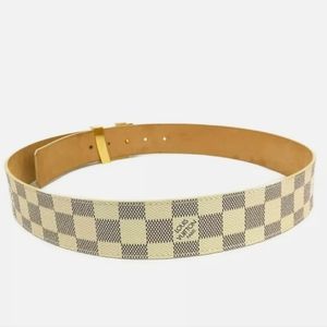 Louis Vuitton White Damier Azur Saint Tulle Belt Blue Cloth Metal  ref.420895 - Joli Closet